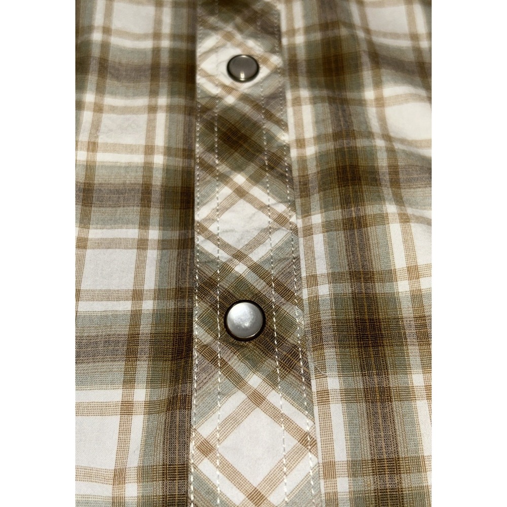 Tecovas Peral Snap Western Shirt Men's XXL Brown and Netural Plaid - Picture 3 of 9
